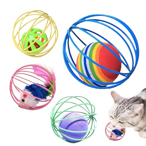 Shenrongtong Katzenball-Spielzeug, Käfig-Maus-Ball-Spielzeug, lustiges Haustier-Katzenspielzeug, Haustier-Katzen-Spielzeug, Haustier-Katzen-Zubehör für aktive Katzen von Shenrongtong