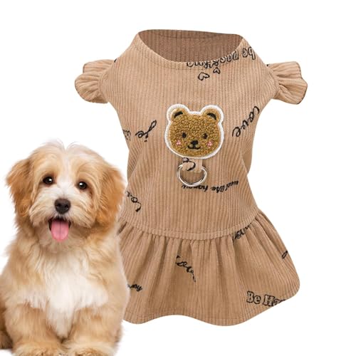 Shenrongtong Kleines Hundekleid, Kostüm für Hunde - Hundekostüm mit Cartoon-Bärenmuster aus Polyester,Weiche, Bequeme Alltagskleidung für Hunde, modisches Haustier-Outfit für kleine Hunde, Welpen, von Shenrongtong