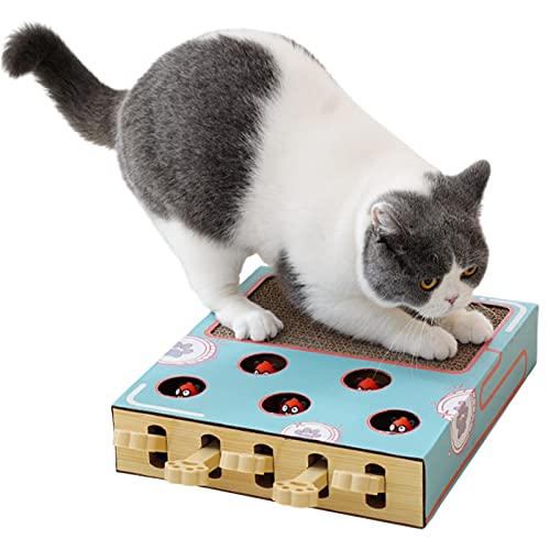 Shenrongtong Kratzbrett für Katzen – Whack-a-Mole Katzenspielzeug mit Kratzbrett, interaktives 3-in-1-Spielzeug für Katzen lindert Langeweile, verbraucht überschüssige Energie und trainiert Cipliko von Shenrongtong