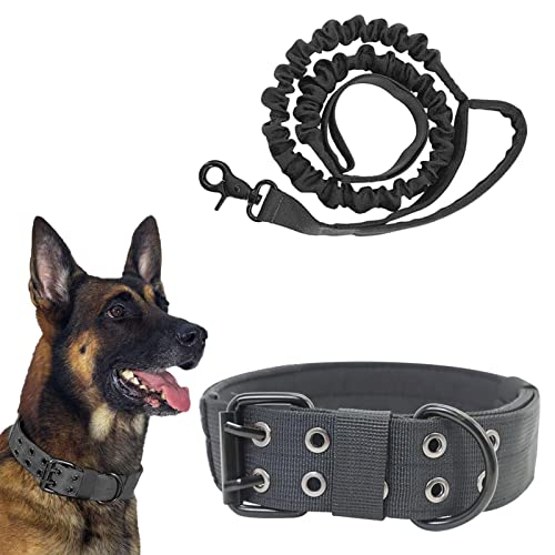 Shenrongtong Tacticals Hundehalsband | Tacticals Hundehalsband Militär-Hundehalsband – Tacticals Hundehalsband mit Traktionsseil, robuste Metallschnalle D für mittelgroße und große Hunde von Shenrongtong