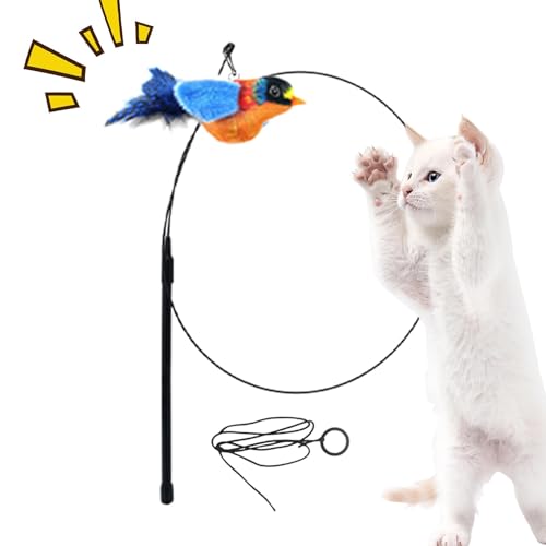 Shenrongtong Vogelspielzeug für Katzen, Vogelsimulations-Katzenspielzeug,Vogelförmiges, zwitscherndes, neckendes Katzenspielzeug - Interaktives Katzenspielzeug mit elastischem Seil und integriertem Shenrongtong Vogelspielzeug für Katzen, Vogelsimulations-Katzenspielzeug,Vogelförmiges, zwitscherndes, neckendes Katzenspielzeug - Interaktives Katzenspielzeug mit elastischem Seil und integriertem von Shenrongtong