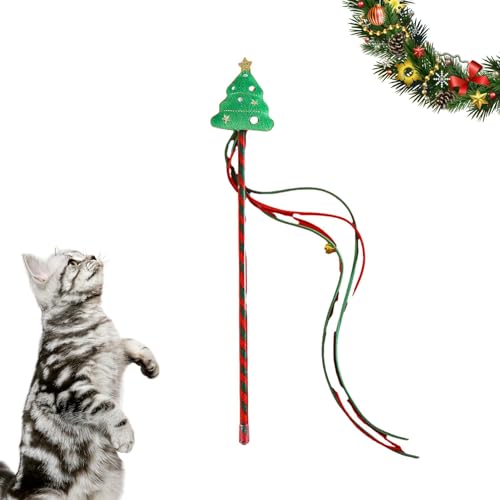 Shenrongtong Weihnachtsinteraktives Katzenspielzeug,Zauberstab Teaser für Katzen | Wiederverwendbares interaktives Catcher-Teaser-Spielzeug für kleine, mittelgroße Katzen und Haustiere von Shenrongtong