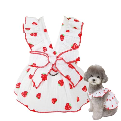 Shenrongtong Welpenkleider für Mädchen, kleine Hunde, Kleid für kleine Hunde | Katzenkleider Hundekleid Rock | Süße Hundekleider mit Erdbeerdruck, Katzenbekleidung, Hundekleidung für kleine Hunde und von Shenrongtong