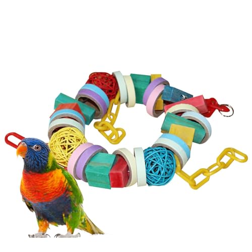 Vogelspielzeug – Vogelkäfig-Spielzeug, buntes Kauspielzeug, Vogelspielzeug, natürliches Holz, Kauspielzeug für Graupapageien, Kakadus, Aras, kleine und mittelgroße Vögel von Shenrongtong
