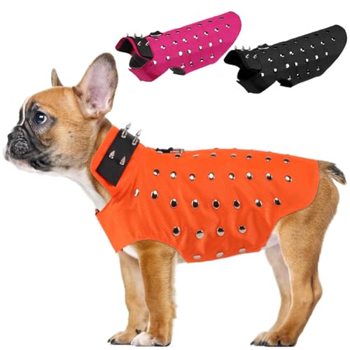 Sheripet Coyote Proof Dog Vest, Waterproof Anti Hawk Vest with Warm Fleece Lining, Dog Protection Vest with Spikes Rivet to Protect Your Pets From Raptor and Animal Attacks, Orange, Small von Sheripet