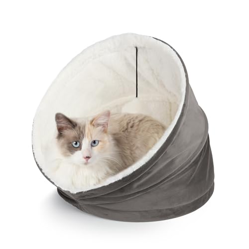 Gemütliches Katzenhaus von Sherry Kline Pet Collection, erhältlich in 5 Farben aus Samt mit natürlichem Sherpa- und baumelndem Fellball, abnehmbares Sitzkissen zur Reinigung. Gemütliches Katzenhaus von Sherry Kline Pet Collection, erhältlich in 5 Farben aus Samt mit natürlichem Sherpa- und baumelndem Fellball, abnehmbares Sitzkissen zur Reinigung. von Sherry Kline