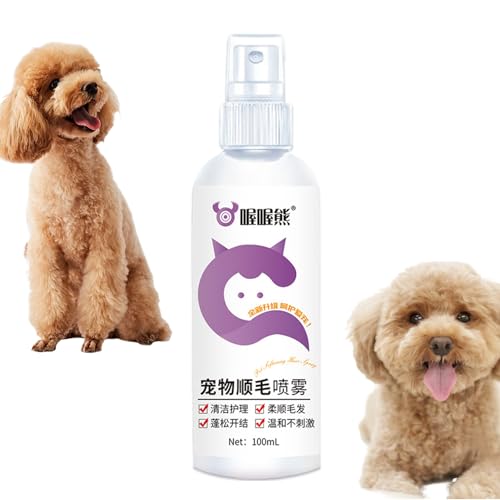 Entwirrungsspray für Hunde, 100 ml, desodorierendes Entwirrungsspray für Hunde, antistatisches, pH-ausgeglichenes Hundehaarspray, lang anhaltender Entwirrer für Katzen von Shichangda