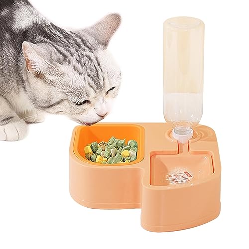 Shichangda Katzenfutter- und Wassernapf-Set | Nachfüllbarer Wasser- und Futternapf für Haustiere mit Wasserspenderflasche - 500 ml Abnehmbarer multifunktionaler Katzenfutter- und Wassernapf von Shichangda