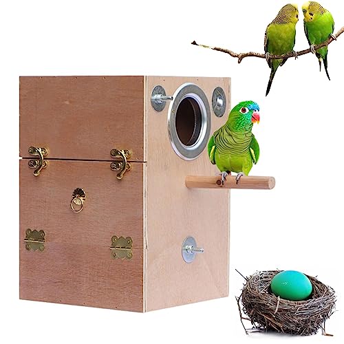 Shichangda Papageiennest-Zuchtbox | Vogelhaus, Wellensittich-Zuchtbox aus Holz - Nistkasten für Papageien, Tauben, Sittiche, Nymphensittiche von Shichangda