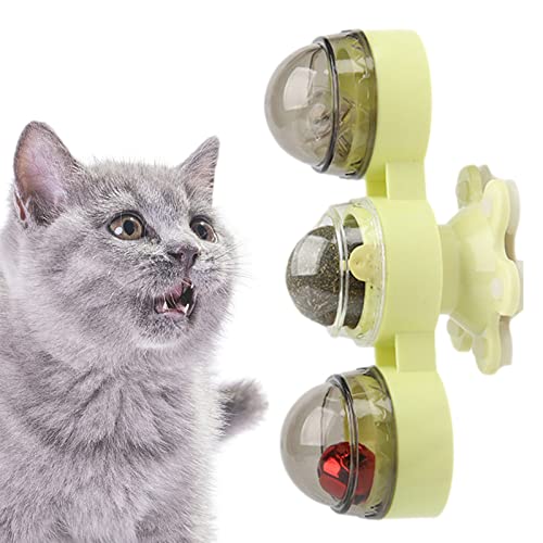 Shichangda 5 Pcs Windmühlen-Plattenspieler-Katzenspielzeug,Turntable Interaktives Kätzchenspielzeug mit Katzenminze und Glöckchen | für Katzenpflege-Massage Spielen von Shichangda