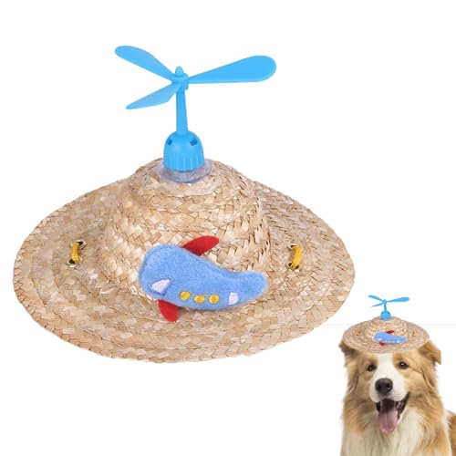 Shichangda Hüte für Katzen,Haustier-Strohhut - Tragbare Hunde-Propeller-Sonnenhüte - Sonnenhut für Welpen, Sombrero-Mütze für kleine Hunde, mexikanische Party-Foto-Requisite für kleine Hunde, Welpen von Shichangda
