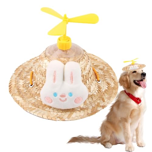 Shichangda Hunde-Sombrero-Hut, Hüte für Katzen, Kreativer Hunde-Sonnenhut mit Propellern, Sonnenhut für Welpen, Verstellbarer Sombrero-Hut für kleine Hunde, mexikanische Party-Foto-Requisite für den von Shichangda