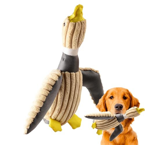 Shichangda Plüsch-Ente-Hundespielzeug, Hundespielzeug-Ente mit Quietscher - 2-in-1-Plüschspielzeug für Hunde | Stockenten-Hundespielzeug mit Quaken, Quietsche-Enten-Hundespielzeug für große und kleine von Shichangda