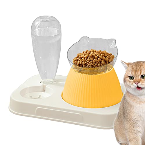 Wasser- und Futternapf-Set für Haustiere,Erhöhte Katzennäpfe mit 15-Grad-Neigung | 2-in-1-Futter- und Tränke für Haustiere, Anti-Erbrechen-Katzennäpfe für Katzen und Haustiere von Shichangda