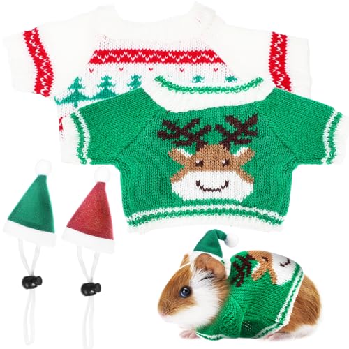 Meerschweinchen-Kleidung, 2 Meerschweinchen-Kleidung und 2 niedliche Mini-Hüte, für den warmen Winter, für kleine Haustiere, Meerschweinchen, Häschen von Shidongbla