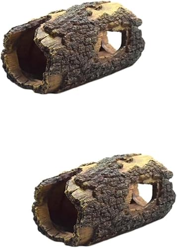 Shidongbla Harz, hohler Baumstamm, Reptilien, Aquarium, Aquarium, Holz, mit Löchern, Höhlenornament, Aquarium-Dekorationen (2 Stück) von Shidongbla