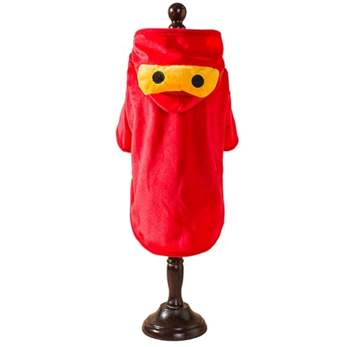 Shienfir Atmungsaktive Haustierjacke, Kleidung, modischer Cartoon-Mantel in Froschform mit Knopfdesign, bequem, warm Rot L von Shienfir