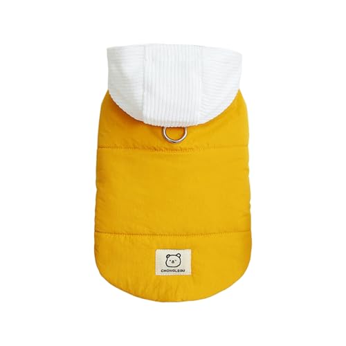 Shienfir Farblich passendes Haustier-Outfit, Wintermantel, Druckknopf, warme Fleece-Hundekleidung mit Kapuze, Dicke Schneejacke, kaltes Wetter, Outdoor-Reisebekleidung für kleine Hunde Gelb S Shienfir Farblich passendes Haustier-Outfit, Wintermantel, Druckknopf, warme Fleece-Hundekleidung mit Kapuze, Dicke Schneejacke, kaltes Wetter, Outdoor-Reisebekleidung für kleine Hunde Gelb S von Shienfir