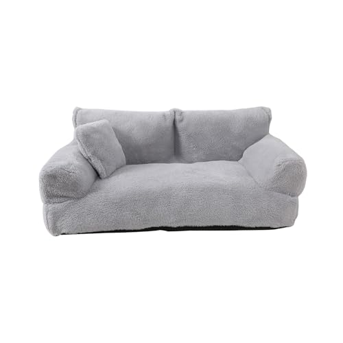 Shienfir Gemütliches Haustier-Sofa, erhöhter Rand, flauschiger Plüsch mit Kanten, rutschfeste Unterseite, waschbar, beruhigende Betten für mittelgroße und kleine Hunde, Hellgrau, Größe XL Shienfir Gemütliches Haustier-Sofa, erhöhter Rand, flauschiger Plüsch mit Kanten, rutschfeste Unterseite, waschbar, beruhigende Betten für mittelgroße und kleine Hunde, Hellgrau, Größe XL von Shienfir