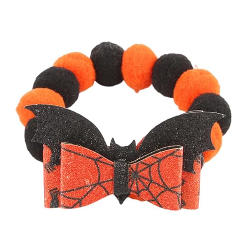Shienfir Halloween-Hundehalsband, Kürbis-Haustier mit niedlichem Fledermaus-Schädel-Design, elastische Welpen-Halskette für Cosplay, festlich, Orange, L Shienfir Halloween-Hundehalsband, Kürbis-Haustier mit niedlichem Fledermaus-Schädel-Design, elastische Welpen-Halskette für Cosplay, festlich, Orange, L von Shienfir