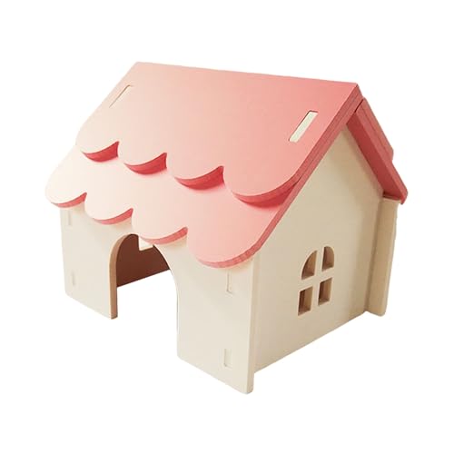 Shienfir Hamsterspielzeug, Unterschlupf, Hütte, Spielhaus, Spielzeug, poröses Design, belüftet, sicherer Nistplatz für kleine Haustiere, ideal für Hamster, goldene Bären Rosa von Shienfir