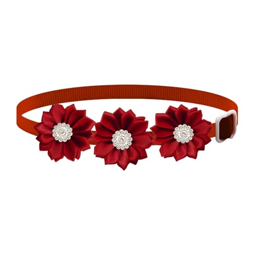Shienfir Haustier-Halsband, Strass-Hundehalsband, verstellbar, Blumenmuster, Strass, Haustierhalsband für Katzen, Hunde, modisch, leicht, Haustierzubehör, Dunkelrot Shienfir Haustier-Halsband, Strass-Hundehalsband, verstellbar, Blumenmuster, Strass, Haustierhalsband für Katzen, Hunde, modisch, leicht, Haustierzubehör, Dunkelrot von Shienfir