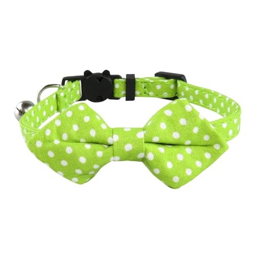 Shienfir Hochwertiges Bowtie-Haustierhalsband für Katzen mit Kupferglocke, einfarbig, gepunktet, verstellbare Schnalle für Kätzchen und Welpen, rostfrei Grün Shienfir Hochwertiges Bowtie-Haustierhalsband für Katzen mit Kupferglocke, einfarbig, gepunktet, verstellbare Schnalle für Kätzchen und Welpen, rostfrei Grün von Shienfir