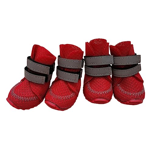 Shienfir Hund Booties Rutschfeste Haustier Stiefel Einfarbig Haustier Produkt Rot 45 von Shienfir