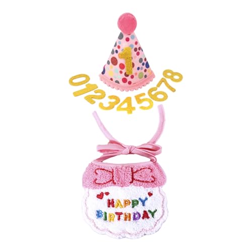 Shienfir Stoff Haustier Geburtstag Hut Hund Party Hut Katze Hund Geburtstag Party Hut Set mit verstellbarem Bandana Nummer Aufkleber Haustier Feier Zubehör Rosa Shienfir Stoff Haustier Geburtstag Hut Hund Party Hut Katze Hund Geburtstag Party Hut Set mit verstellbarem Bandana Nummer Aufkleber Haustier Feier Zubehör Rosa von Shienfir