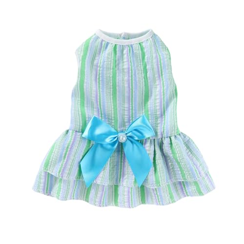 Shienfir Hundekleid mit Knöpfen, langlebiges Haustier-Outfit, Welpen-Prinzessin, gestreifter Schmetterlingsrock, weiche, atmungsaktive Stoffröcke für Shih Tzu, Fadou, Corgi, Teddy, Bomei Grün Xs Shienfir Hundekleid mit Knöpfen, langlebiges Haustier-Outfit, Welpen-Prinzessin, gestreifter Schmetterlingsrock, weiche, atmungsaktive Stoffröcke für Shih Tzu, Fadou, Corgi, Teddy, Bomei Grün Xs von Shienfir