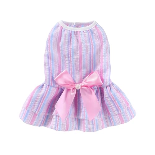 Shienfir Hundekleid mit Knöpfen, langlebiges Haustier-Outfit, Welpen-Prinzessin, gestreifter Schmetterlingsrock, weiche, atmungsaktive Stoffröcke für Shih Tzu, Fadou, Corgi, Teddy, Bomei Violett S Shienfir Hundekleid mit Knöpfen, langlebiges Haustier-Outfit, Welpen-Prinzessin, gestreifter Schmetterlingsrock, weiche, atmungsaktive Stoffröcke für Shih Tzu, Fadou, Corgi, Teddy, Bomei Violett S von Shienfir