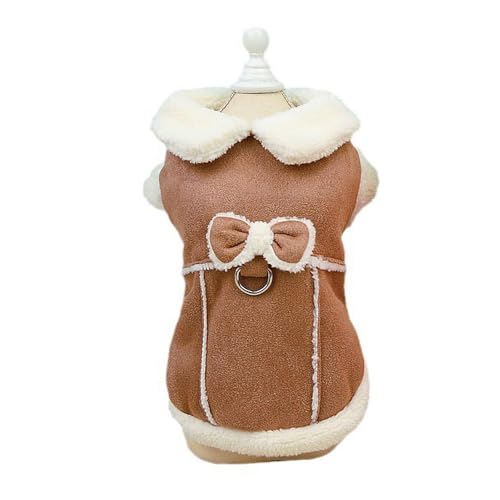 Shienfir Hundemantel aus Baumwolle mit Schleifen-Dekoration, Mantel aus Baumwolle für Haustiere mit Knopfverschluss, Zugschnalle, warme und bequeme Kleidung von Shienfir