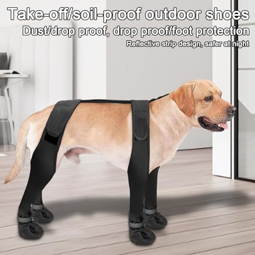 Shienfir Hundeschuhe mit verstellbarem Design, Bequeme Haustierschuhe, körnige Textur, wasserdichte, rutschfeste Stiefel für Winterregen, Wandern, langlebig, sicherer Verschluss L Shienfir Hundeschuhe mit verstellbarem Design, Bequeme Haustierschuhe, körnige Textur, wasserdichte, rutschfeste Stiefel für Winterregen, Wandern, langlebig, sicherer Verschluss L von Shienfir