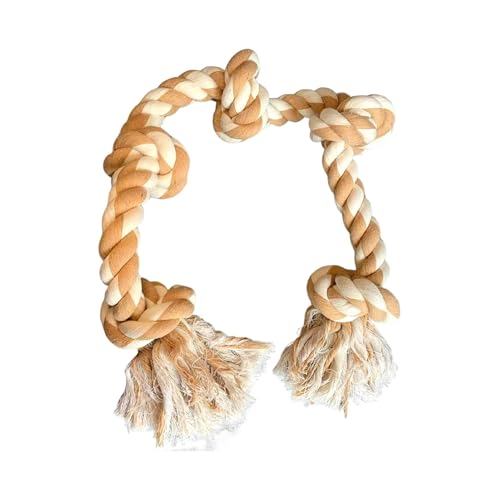Shienfir Hundespielzeug aus natürlicher Baumwolle, Robustes Leinenseil für Aggressive Kauer, 5-Knoten-Kautraining Khaki Shienfir Hundespielzeug aus natürlicher Baumwolle, Robustes Leinenseil für Aggressive Kauer, 5-Knoten-Kautraining Khaki von Shienfir