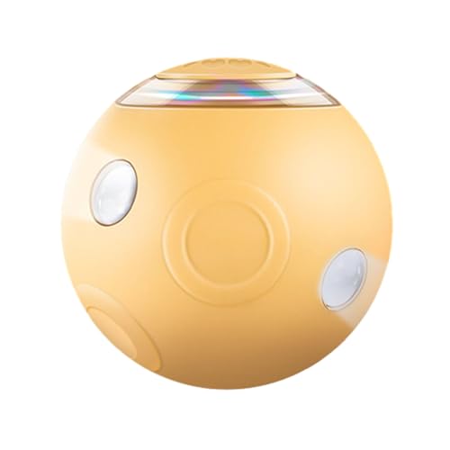 Shienfir Katzenball-Spielzeug mit verstecktem Ladeanschluss, automatische Unterhaltung, interaktives Necken stimuliert Jagdinstinkte, bissfest, lindert Langeweile, Haustierrollen, Gelb von Shienfir