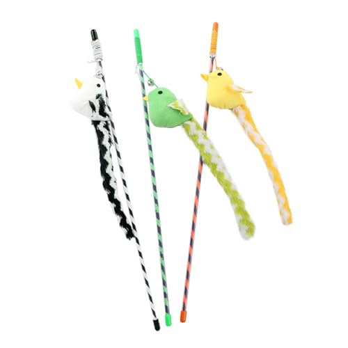 Shienfir Katzenspielzeug für Zahnfleisch, niedlicher Cartoon-Langschwanz-Birdie-Teaser, interaktives Spielzeug mit knackigen Geräuschen, weich, Kratzfest, bissfest, entlastend Zufällige Farbe von Shienfir