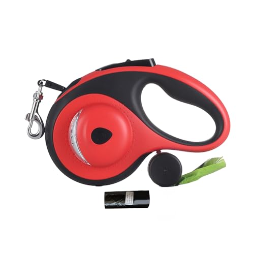 Shienfir Kaubeständige Hundeleine aus Stahlkabel, einziehbar für große Hunde, reflektierend, mit LED-Licht-Kotbeutelspender, Robustes Haustiertraining Rot 8M Shienfir Kaubeständige Hundeleine aus Stahlkabel, einziehbar für große Hunde, reflektierend, mit LED-Licht-Kotbeutelspender, Robustes Haustiertraining Rot 8M von Shienfir