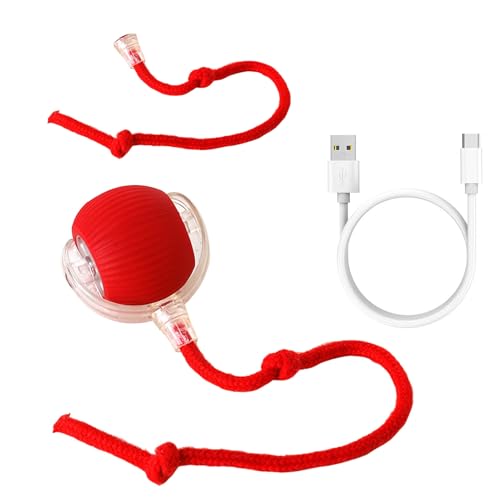 Shienfir Langlebiges Haustierspielzeug, interaktiver rollender Ball für Haustiere, kaubeständig, sicher, für Hunde und Katzen, bewegungsaktiviert, wiederaufladbar Rot A Shienfir Langlebiges Haustierspielzeug, interaktiver rollender Ball für Haustiere, kaubeständig, sicher, für Hunde und Katzen, bewegungsaktiviert, wiederaufladbar Rot A von Shienfir