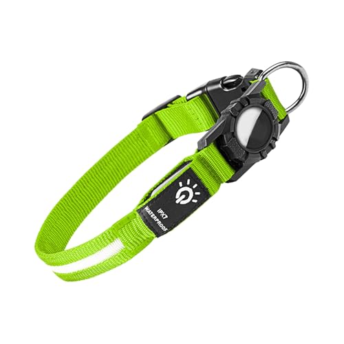 Shienfir Leichtes Hundehalsband für kleine Hunde, Airtag-kompatibel, LED-USB-wiederaufladbar, beleuchtetes Haustier, wasserdicht, Leuchtend, Sicherheitsnacht Grün M Shienfir Leichtes Hundehalsband für kleine Hunde, Airtag-kompatibel, LED-USB-wiederaufladbar, beleuchtetes Haustier, wasserdicht, Leuchtend, Sicherheitsnacht Grün M von Shienfir