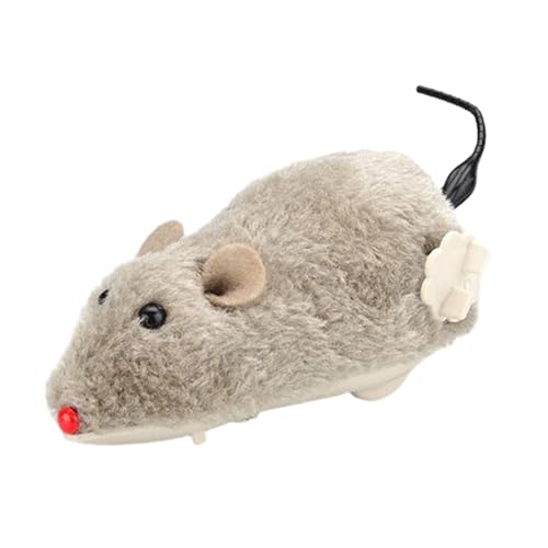 Shienfir Loneliness Solution for Pets Durable Pet Toy Cat Realistic Mouse Shape Entertaining Boredom Relief Interactive Clockwork Plush Grey von Shienfir