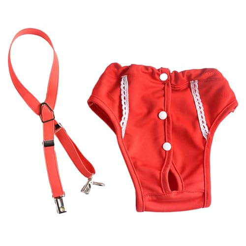 Shienfir Menstruationshose für Hunde mit Knopf-Design, leicht, atmungsaktiv, Verschluss, weich, bequem, für Haustiere, physiologisch, mit Schwanzloch Rot XL von Shienfir