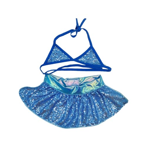 Shienfir Pailletten-Haustier-Badeanzug, Coole Sommer-Hundekleidung, Bikini, verzierter Katzen-Badeanzug für atmungsaktives, schnürbares Strand-Dressing-Outfit, einfach zu tragen Himmelblau Xs von Shienfir
