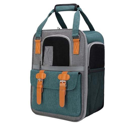 Shienfir Sichere Haustier-Reisetasche, geräumiger Haustier-Rucksack, tragbar, erweiterbar, atmungsaktiv, bequem, für Katzen und Hunde, Reisetasche für den Außenbereich Grün von Shienfir