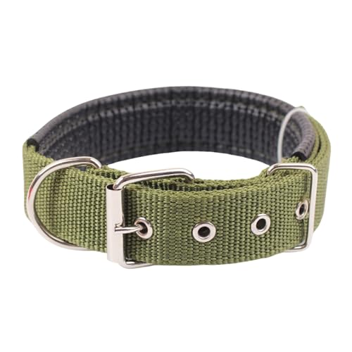 Shienfir Strapazierfähige Haustier-Halsbekleidung, Haustier-Halsband, Haustierhalsband, Verstellbarer Nylon-Hundehalskreis mit Traktionsring, langlebiges Haustier-Halsband, Heimtierbedarf Grün S von Shienfir