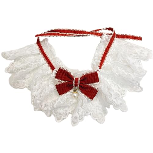 Shienfir Verstellbare Träger, Haustierhalsband, Spitzennetz mit romantischer Schleife, atmungsaktiv, bequem, für Hunde und Katzen, zartes Design, künstliche Perle Rot M Shienfir Verstellbare Träger, Haustierhalsband, Spitzennetz mit romantischer Schleife, atmungsaktiv, bequem, für Hunde und Katzen, zartes Design, künstliche Perle Rot M von Shienfir