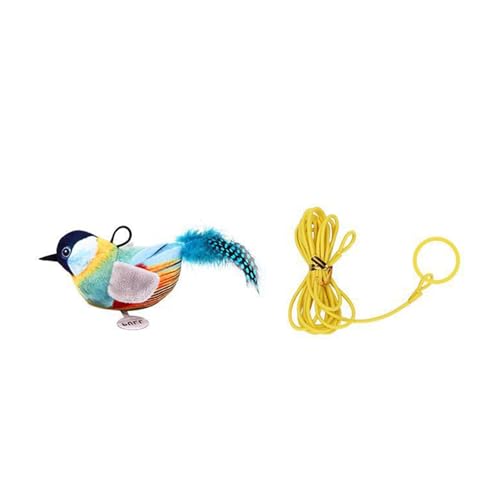 Shienfir Vogelgezwitscher, Katzenspielzeug mit interaktivem, realistischem Klang, Plüschfedern, neckende Behänge, Kratzfest, bissfest für endlos A von Shienfir