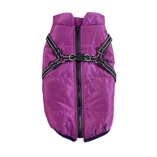 Shienfir Warme Winter-Hundekleidung, hochwertiger Jackenmantel, winddichter Schnee für Hunde, Bequeme Haustierbekleidung mit Geschirr für kaltes Wetter Violett XL Shienfir Warme Winter-Hundekleidung, hochwertiger Jackenmantel, winddichter Schnee für Hunde, Bequeme Haustierbekleidung mit Geschirr für kaltes Wetter Violett XL von Shienfir