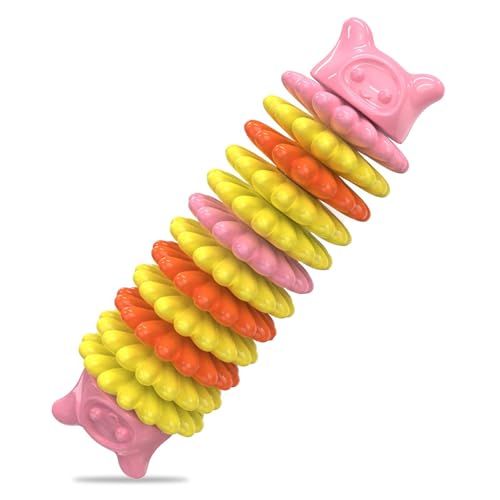 Shienfir Welpen-Kauspielzeug mit Erdnussbutter-Aufstrich, Hund zur Zahnreinigung, Zahnfleischmassage, fördert die Zahngesundheit, bietet endlose Unterhaltung, bissfest, Backenzahn, Rosa von Shienfir