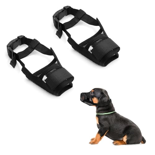 2 x Hundemaske, atmungsaktives Netzgewebe und robuster Maulkorb mit verstellbarer Schlaufe von ShigKeu