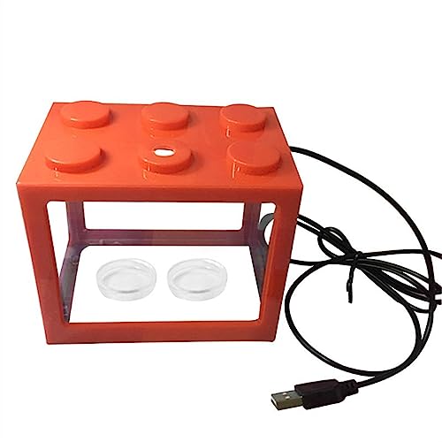 Aquarium Aquarium Acryl USB Mini Aquarium Tank Propagator Aquarium mit LED-Licht Home Office Desktop dekorative Tank Fischtank(Orange) von Shihan-2015
